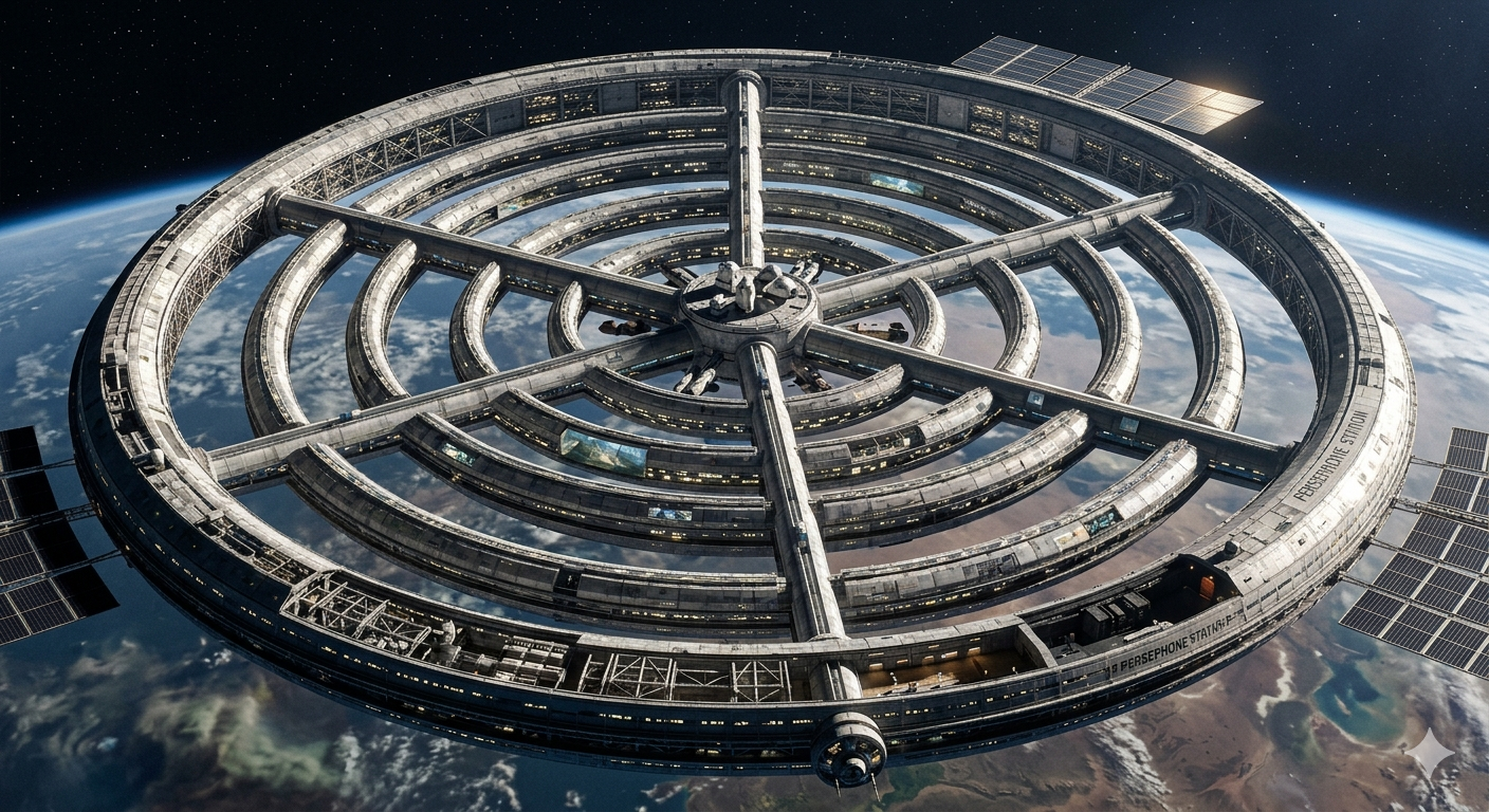 Space Station Persephone — orbital home of our six heroes